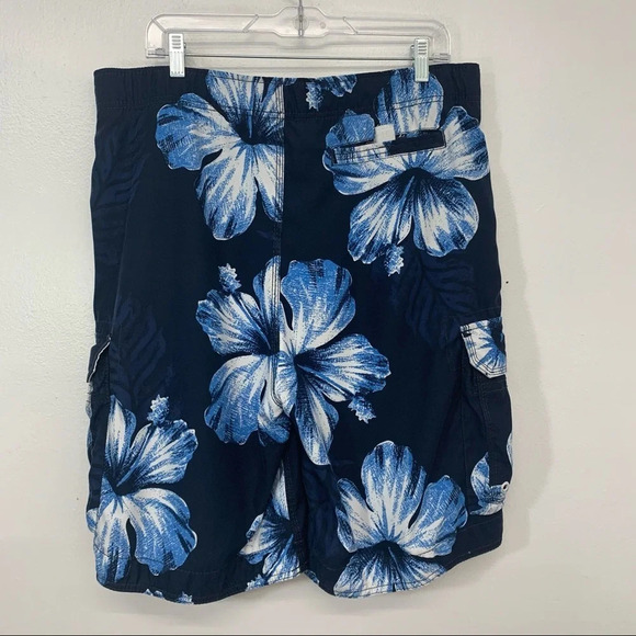 Abercrombie & Fitch Swim Shorts Trunks Men Large Cargo Pocket Floral Print Beach - Picture 6 of 12